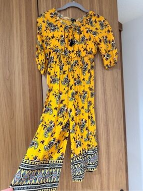 Yellow Paisley Printed girl’s Jumpsuit
